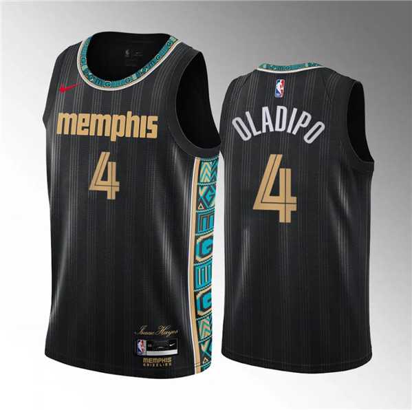 Mens Memphis Grizzlies #4 Victor Oladipo Black City Edition Stitched Jersey Dzhi